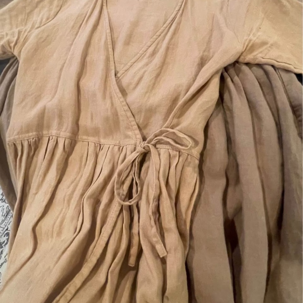 Simply Grey linen wrap dress - small Midi Dress - Picture 2 of 8